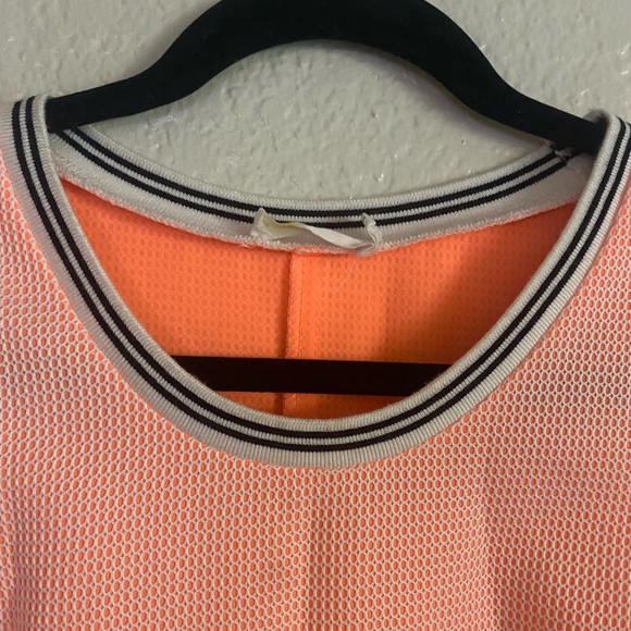 LUSH Neon Orange Drop Waist Mesh Sleeveless Mini Dress - Picture 5 of 9